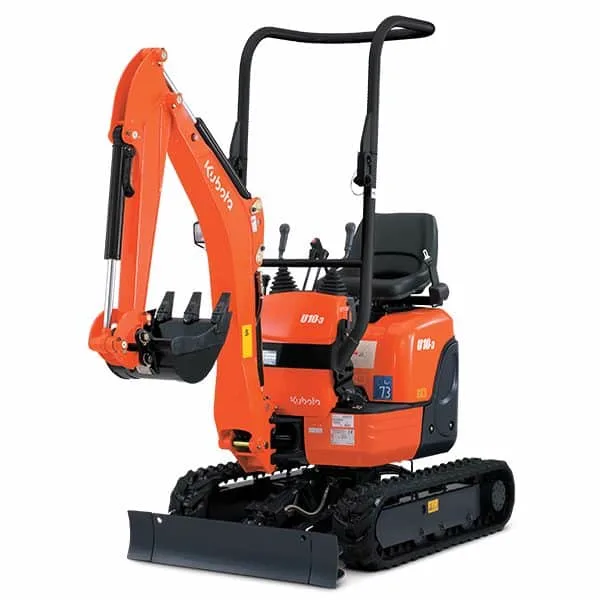 Kubota U10 micro excavator on a white background