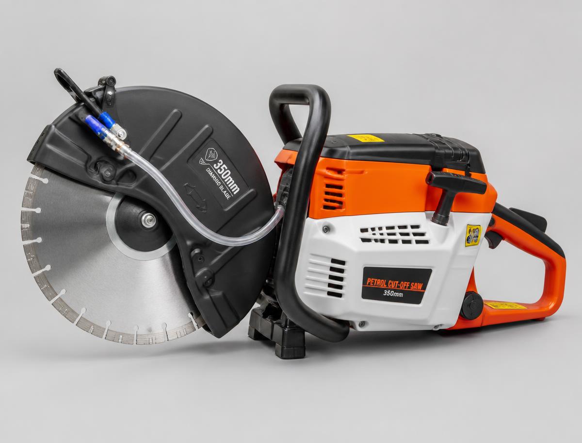 Petrol cut-off saw with 350mm blade