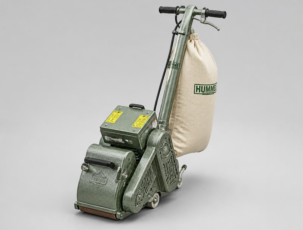 Upright drum floor sander with dust bag