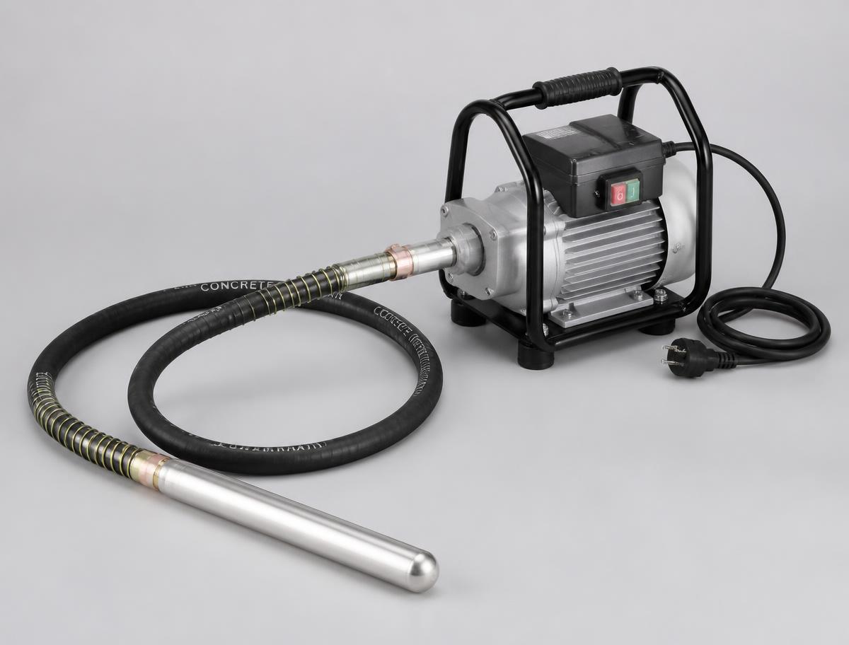 Concrete poker vibrator with drive unit